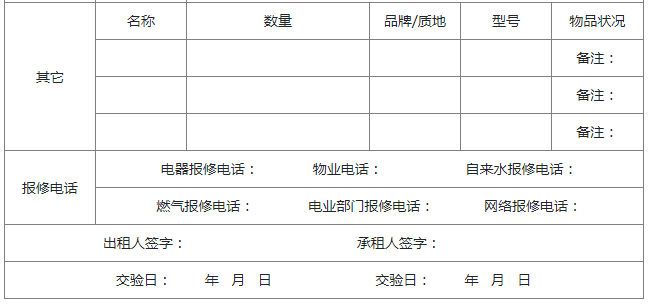 附件一房屋验收表（续2）