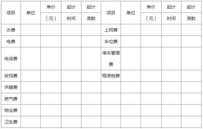 附件五：房屋租赁其他相关费用计收标准